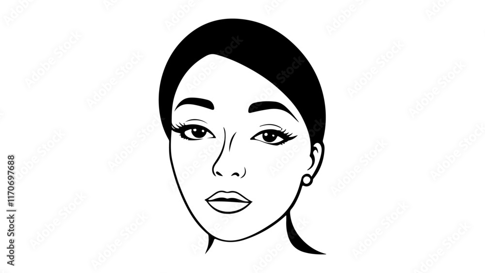 portrait of a woman, simple outline vector shape of a woman, outline simple illustration of a woman face portrait of a woman, simple outline vector shape of a woman, outline simple illustration of a woman face