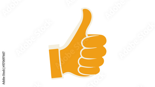 yellow thumb up vector illustration, like sign with hand