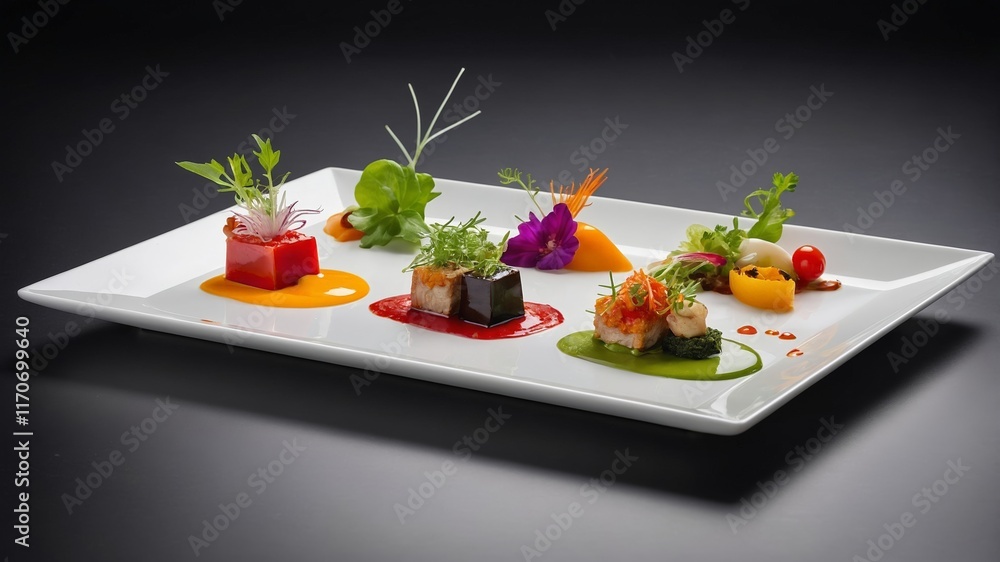 Elegant Gourmet Platter: Vibrant Cubes and Fresh Herbs Elegant Gourmet Platter: Vibrant Cubes and Fresh Herbs