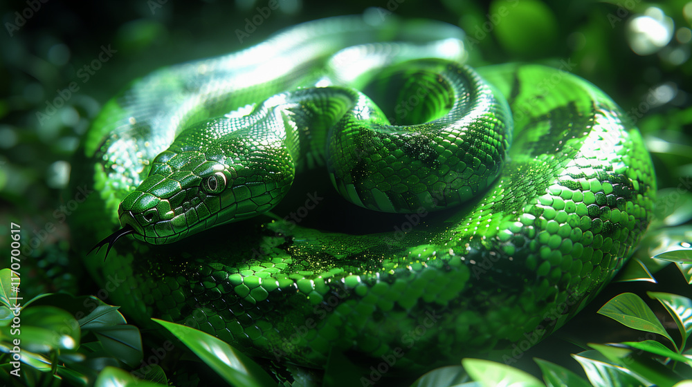 Fototapeta premium green python. 