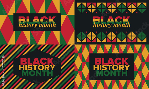 Black History Month 2025. African American History. Celebrated annual. February and October. Poster, card, banner, background. Vector illustration