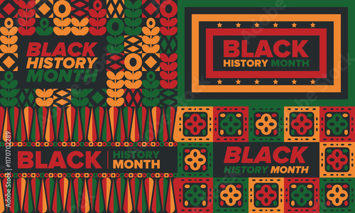 Black History Month 2025. African American History. Celebrated annual. February and October. Poster, card, banner, background. Vector illustration