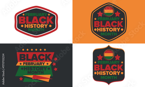 Black History Month 2025. African American History. Celebrated annual. February and October. Poster, card, banner, background. Vector illustration