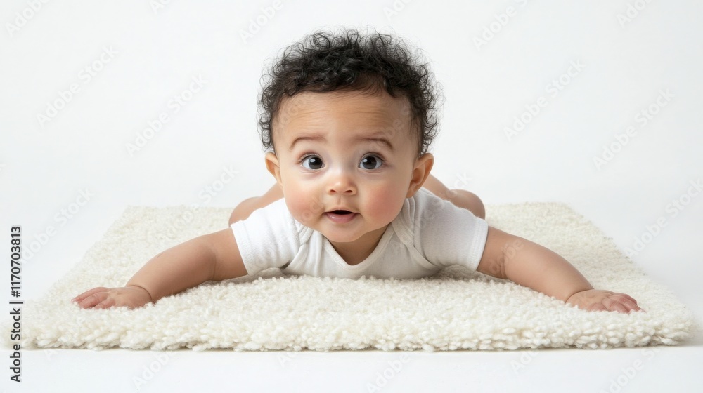 Tummy Time: Baby Girl with Multiracial Features Enjoying Playtime Tummy Time: Baby Girl with Multiracial Features Enjoying Playtime