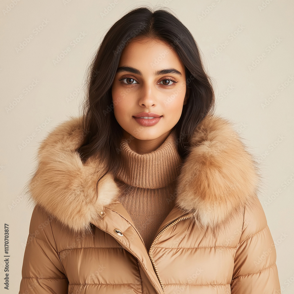 young beautiful woman in winter jacket young beautiful woman in winter jacket