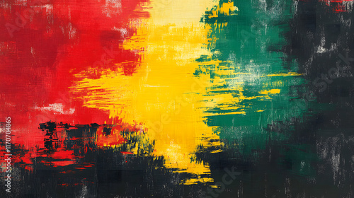 A painted banner with colors of red, yellow, green and black. Concept Juneteenth