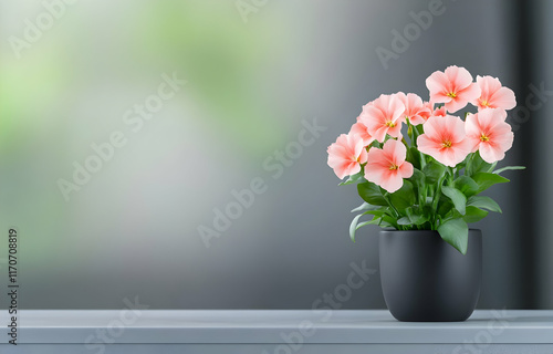 Pink Tulips in a Vase with Floral Arrangement photo