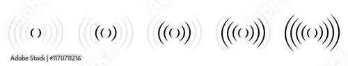 Set of signal icons Sonar or radar sound waves Radio waves Collection of different signal symbols. EPS 10