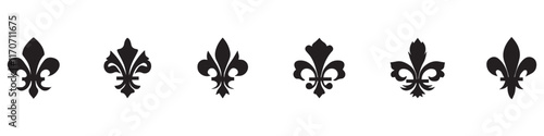 Fleur de lis icon set. Vector illustration heraldic emblem. Royal fleur-de-lis symbol set. EPS 10