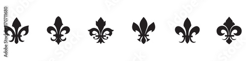 Fleur de lis icon set. Vector illustration heraldic emblem. Royal fleur-de-lis symbol set. EPS 10
