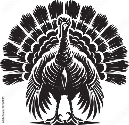Turkey mascot logo animal silhouette vector illustration isolated on white background