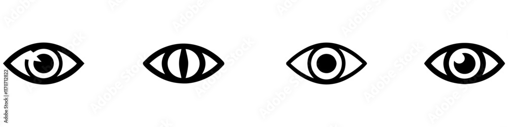 Eye icon set. Eyesight symbol. Retina scan eye icons. Simple eyes collection. Eye silhouette. Vector Illustration. EPS 10 Eye icon set. Eyesight symbol. Retina scan eye icons. Simple eyes collection. Eye silhouette. Vector Illustration. EPS 10