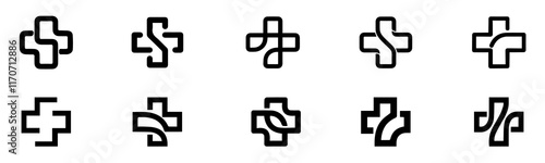 Medical Cross vector icons. Medicine, hospital, pharmacy cross icons. Medicine cross symbols. Vector Illustration. Vector Graphic. EPS 10
