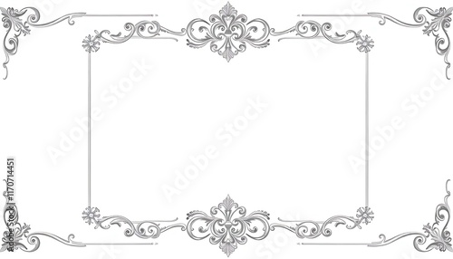 Elegant Silver Ornate Frame Design With Floral Accents