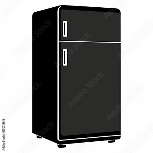 Smart Refrigerator Silhouette Vector Art