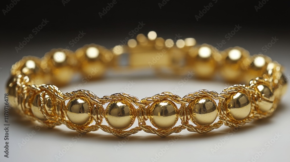 Elegant gold bracelet showcasing intricate design with polished finishes and craftsmanship perfect for special occasions. Generative AI Elegant gold bracelet showcasing intricate design with polished finishes and craftsmanship perfect for special occasions. Generative AI