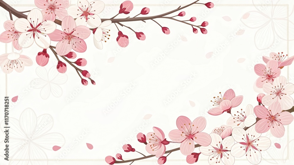 Fototapeta premium cute sakura beautiful flowers cherry blossoms illustration background