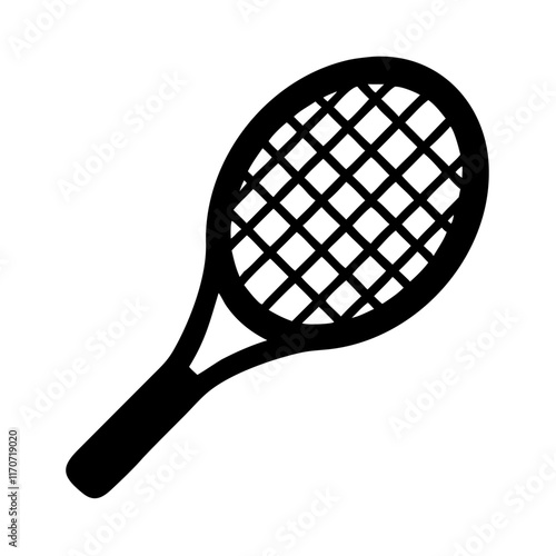 tennis racket black solid vector icon