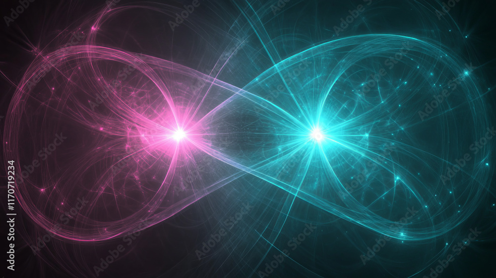 Fototapeta premium Abstract glowing pink and blue infinity symbol