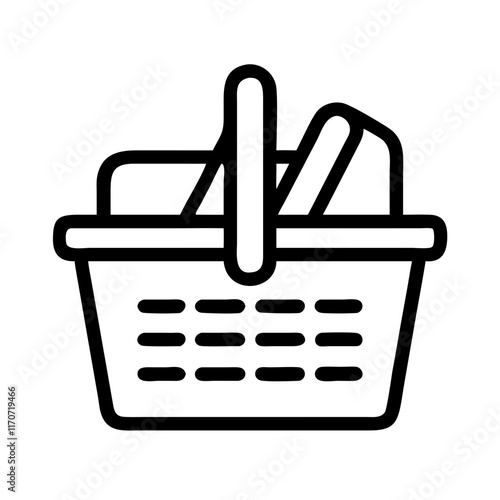 picnic basket black line vector icon