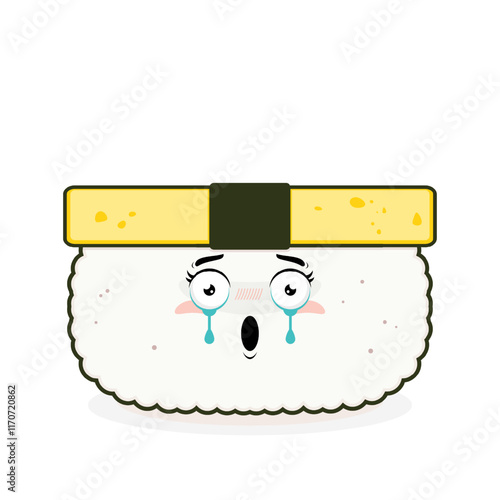 tamago sushi scared face cartoon cute