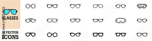 Sunglasses icons collection. Sunglasses icon. Vector Illustration. EPS 10