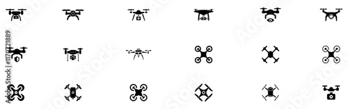 Drone, Quadrocopter icon set. Technology devices set. Drone silhouette icon. Vector Illustration. Vector Graphic. EPS 10
