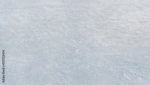 hockey puck and ice on the scratches surface abstract background ice arena photo