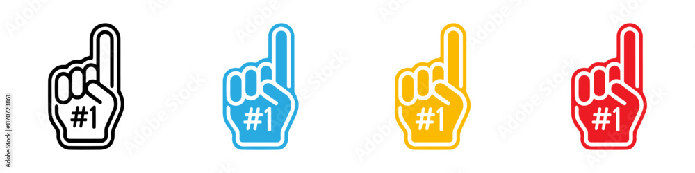 Number 1 one sports fan foam hand with raising forefinger vector icon. Vector Illustration. EPS 10 Number 1 one sports fan foam hand with raising forefinger vector icon. Vector Illustration. EPS 10