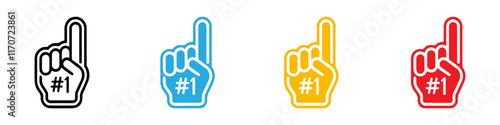 Number 1 one sports fan foam hand with raising forefinger vector icon. Vector Illustration. EPS 10
