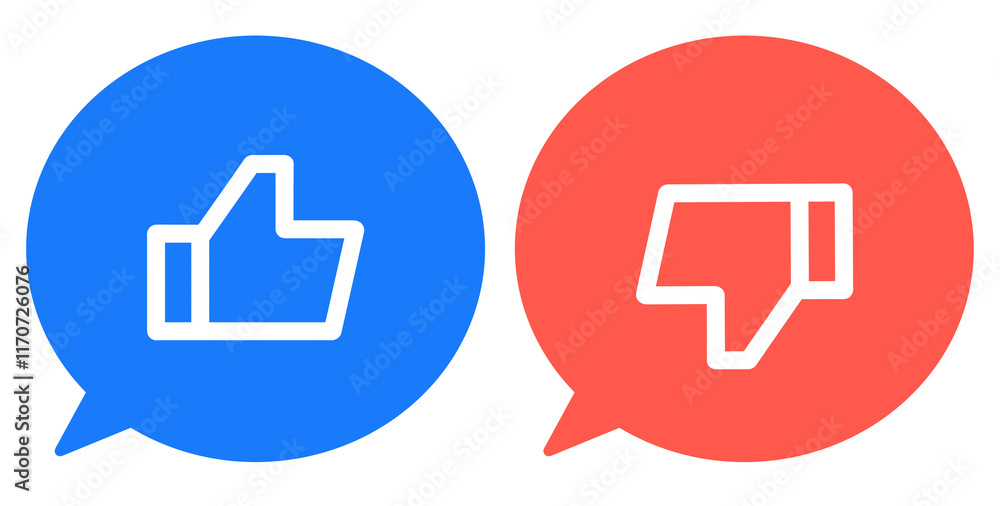 青色と赤色｜グッドマークとバッドマークの吹き出し