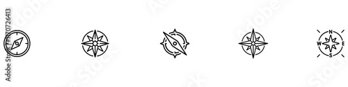 Compass simple icon set. Compass symbol set. Wind rose icon. Vector Illustration. Vector Graphic. EPS 10