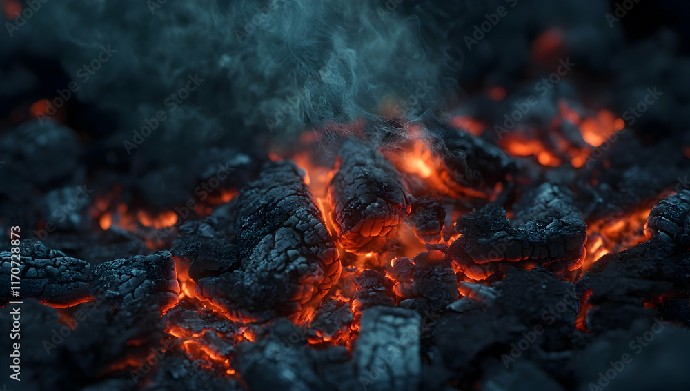 Close-up of glowing embers and charcoal in an outdoor grill, creating dynamic lighting effects and emphasizing the warmth and intensity associated with grilling. Close-up of glowing embers and charcoal in an outdoor grill, creating dynamic lighting effects and emphasizing the warmth and intensity associated with grilling.