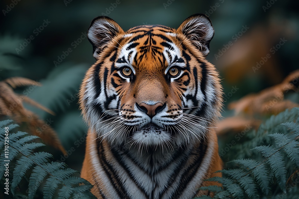 Fototapeta premium Majestic Tiger Resting in Lush Grass