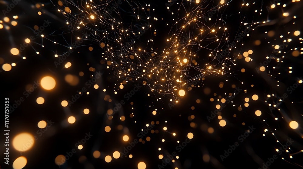 Obraz premium A black background with a lot of golden dots