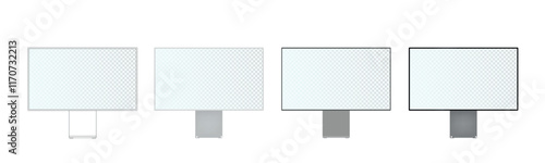laptop mockup with blank screen in clay, flat vector, outline style. Realistic Vector HD widescreen Computer monitor blank screen mock-ups templates