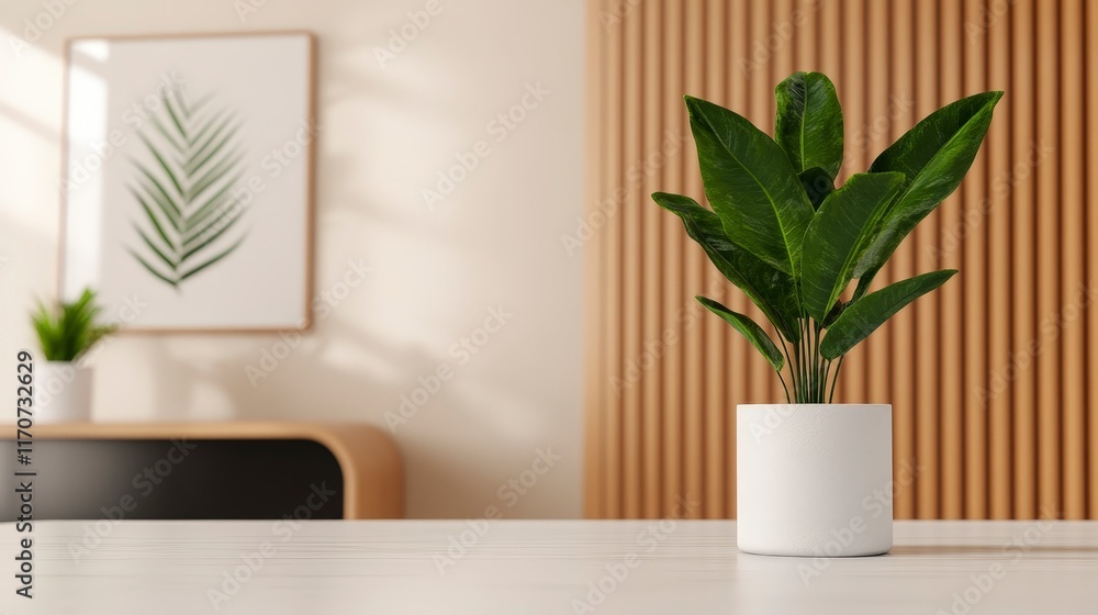 Fototapeta premium Indoor Green Plant in Modern Minimalistic Home Interior Design
