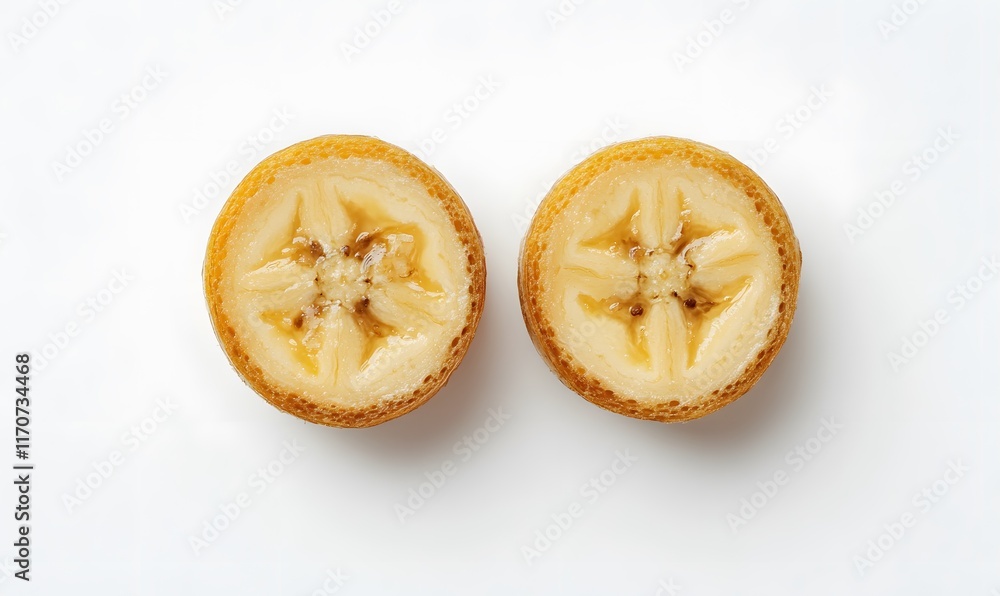 Two Banana Halves Displaying Interior Structure Two Banana Halves Displaying Interior Structure