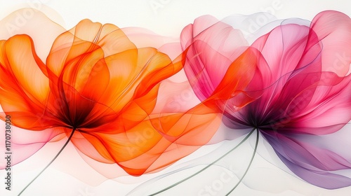 Delicate Abstract Floral Background with Soft Orange and Pink Flower Petals