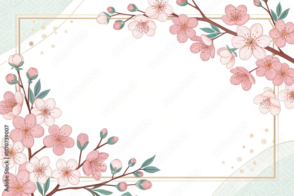 Fototapeta premium retro vintage cute cherry blossoms sakura illustration background