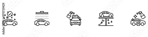 Car wash icon collection. Car washing icon. Vector Illustration. EPS 10