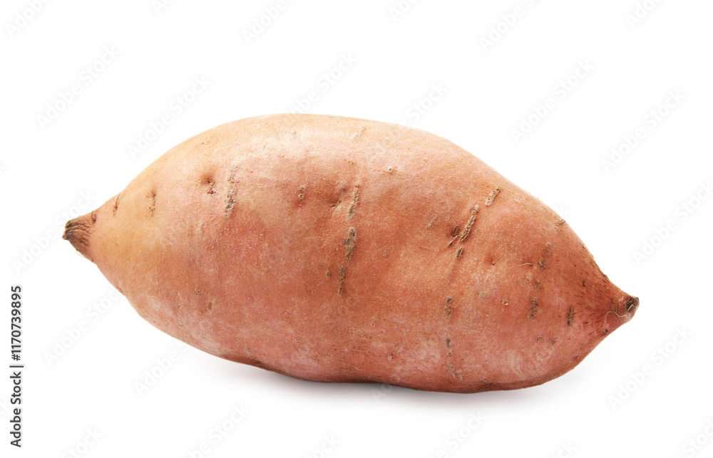 Fresh raw sweet potato isolated on white Fresh raw sweet potato isolated on white