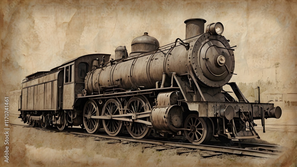 A detailed pencil sketch of a grand steam locomotive from the 1800s, resting at an old station, drawn on aged, slightly crumpled parchment,Generative Ai
A detailed pencil sketch of a grand steam locomotive from the 1800s, resting at an old station, drawn on aged, slightly crumpled parchment,Generative Ai