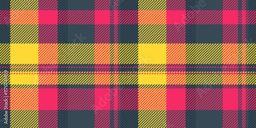 Wallpaper Mural Decorative background check fabric, classical seamless tartan texture. Bed vector textile pattern plaid in cyan and red colors. Torontodigital.ca