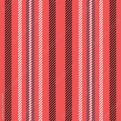 Fancy stripe pattern vector, choose fabric texture seamless. Soft background textile vertical lines in red and black colors.