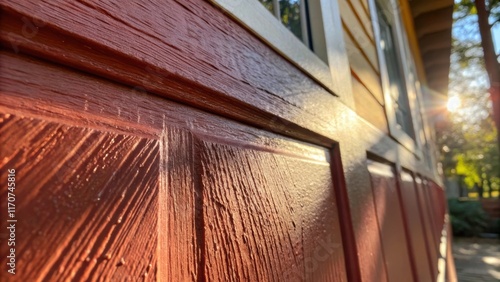 A closeup of a single prepainted panel the brush strokes visible and the rich texture alive with color. The sunlight casts shadows on its surface accentuating its dimensionality photo