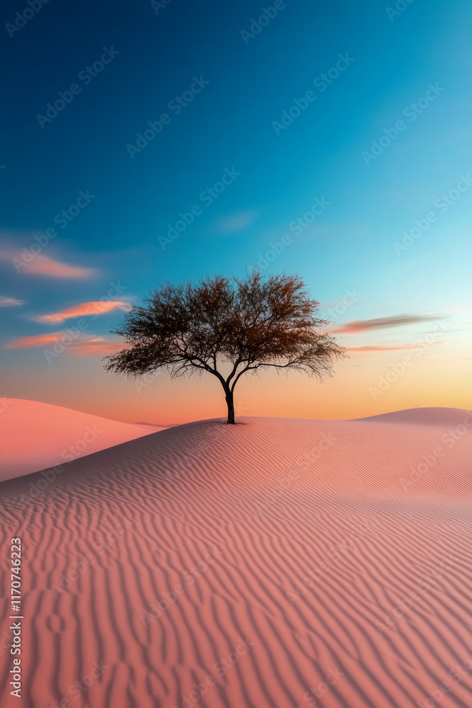 Fototapeta premium Minimalist Desert with Single Tree