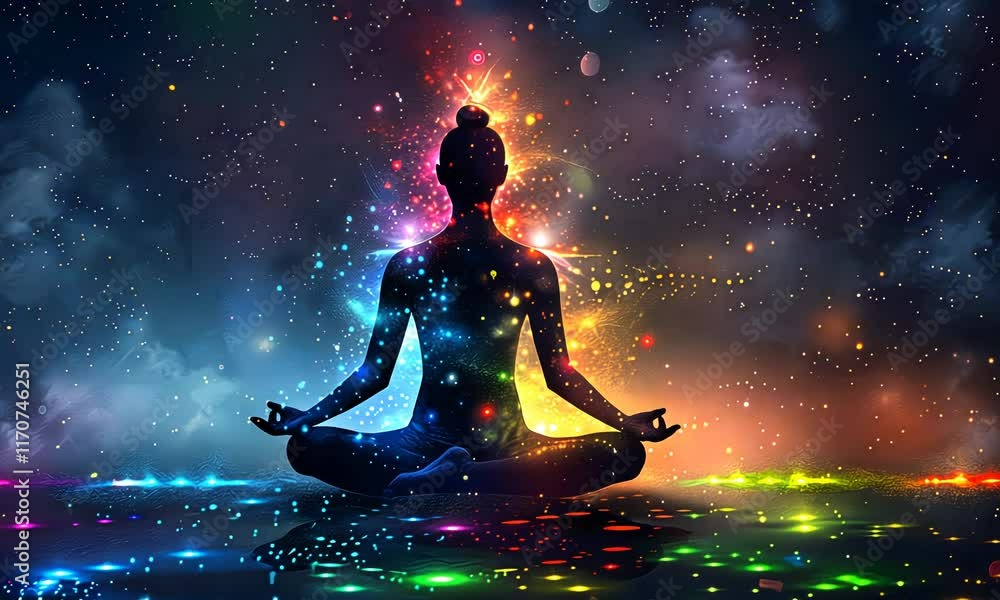 Meditating Figure with Cosmic Energy Meditating Figure with Cosmic Energy