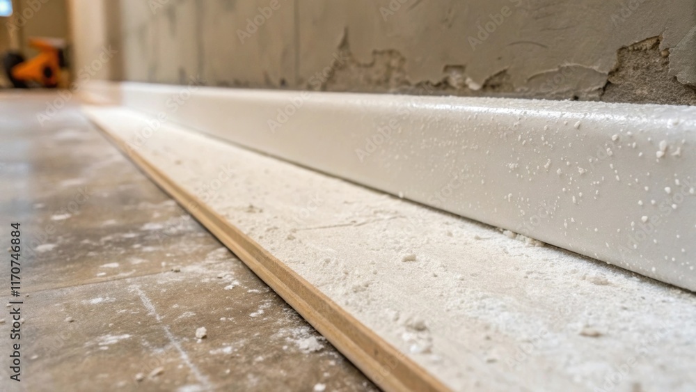 A closeup of the selfadhesive membrane adhered to a surface the seamless transition where it meets the wall accentuating its smooth finish. Fine details like dust particles and A closeup of the selfadhesive membrane adhered to a surface the seamless transition where it meets the wall accentuating its smooth finish. Fine details like dust particles and