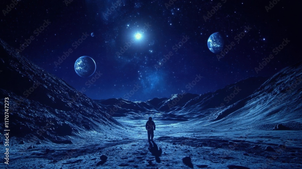 Astronaut on the moon, with galactic background
Astronaut on the moon, with galactic background
